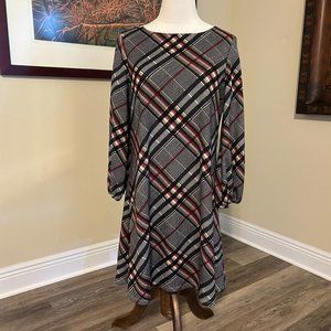 Jessica Howard Plaid Fall A-Line Dress Large